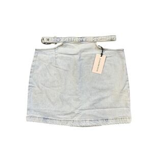 WeWoreWhat Skirt Womens S Small Indigo Comfort Cut Out Light Wash Denim Mini